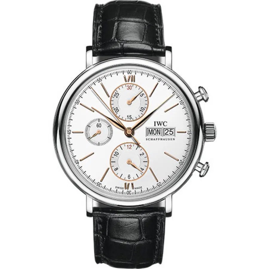IWC Portofino Chronograph 42 mm Stainless Steel Case IW391031 Silver Dial Black Alligator Strap