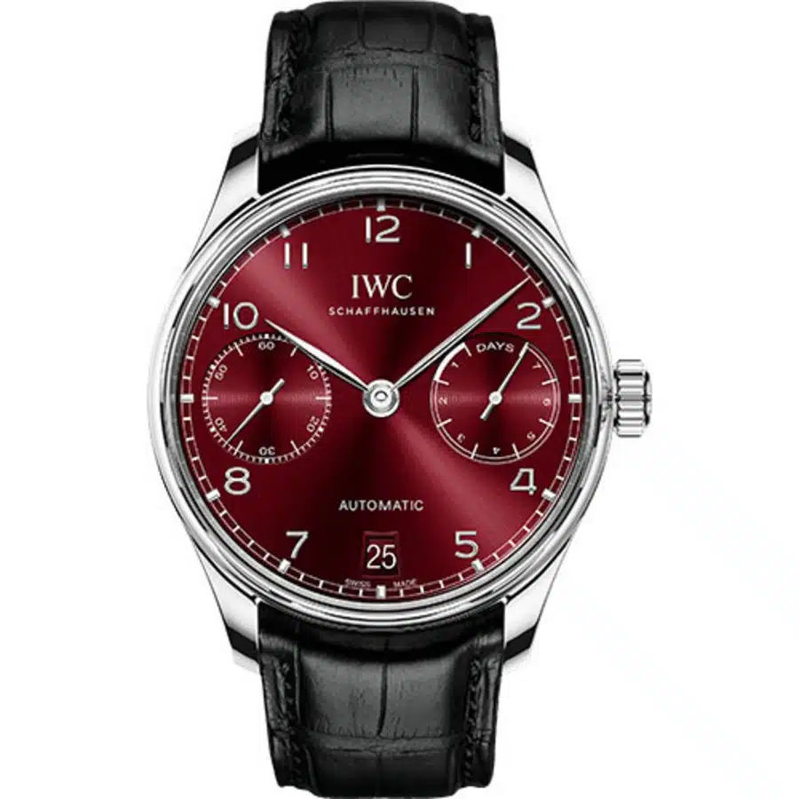 IWC Portugieser IW500714 7 Day Power Reserve Stainless Steel Black Alligator Leather Watch 2024