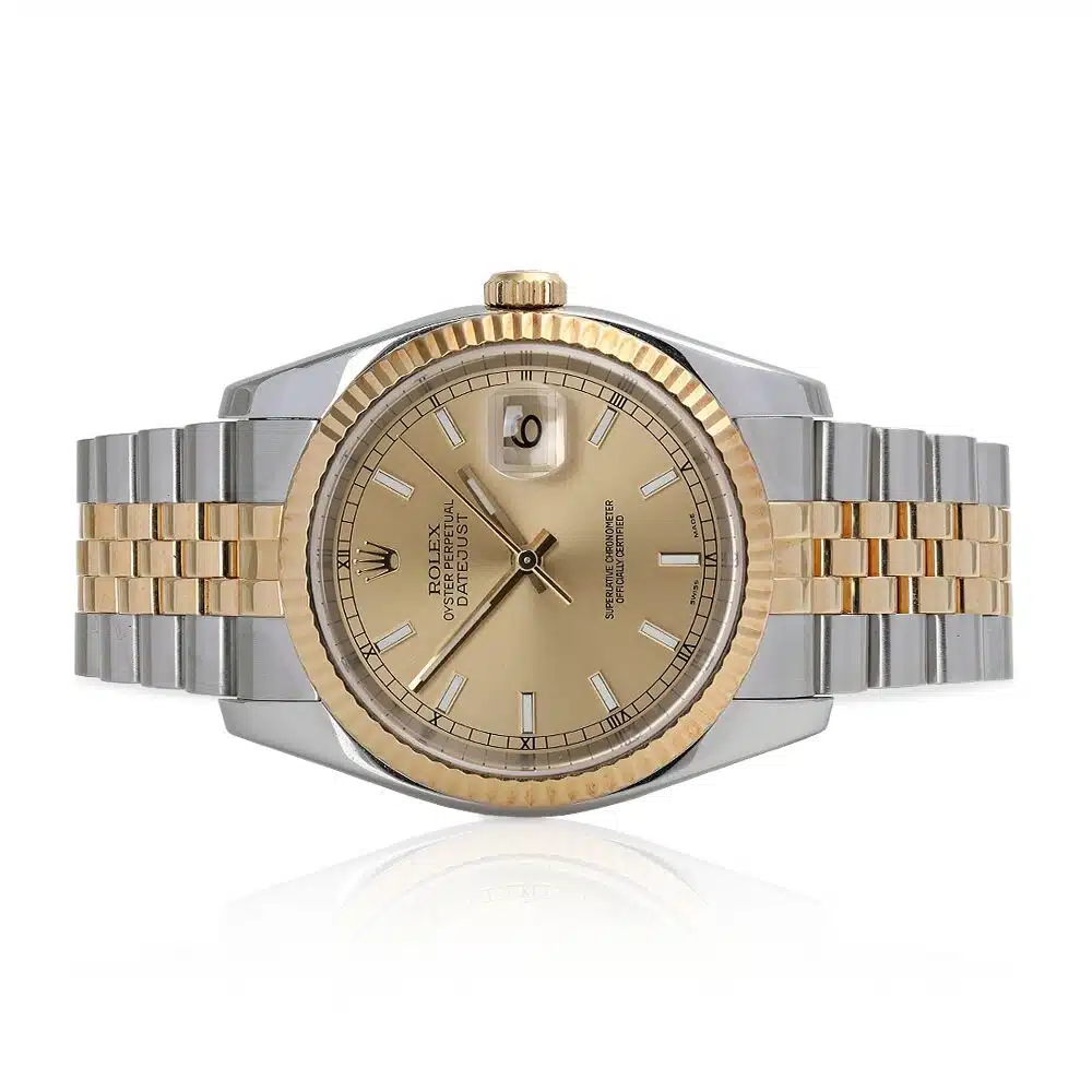 Rolex Datejust 36mm Champagne Index Dial 116233-0151 Stainless Steel With Yellow Gold Watch – image 6