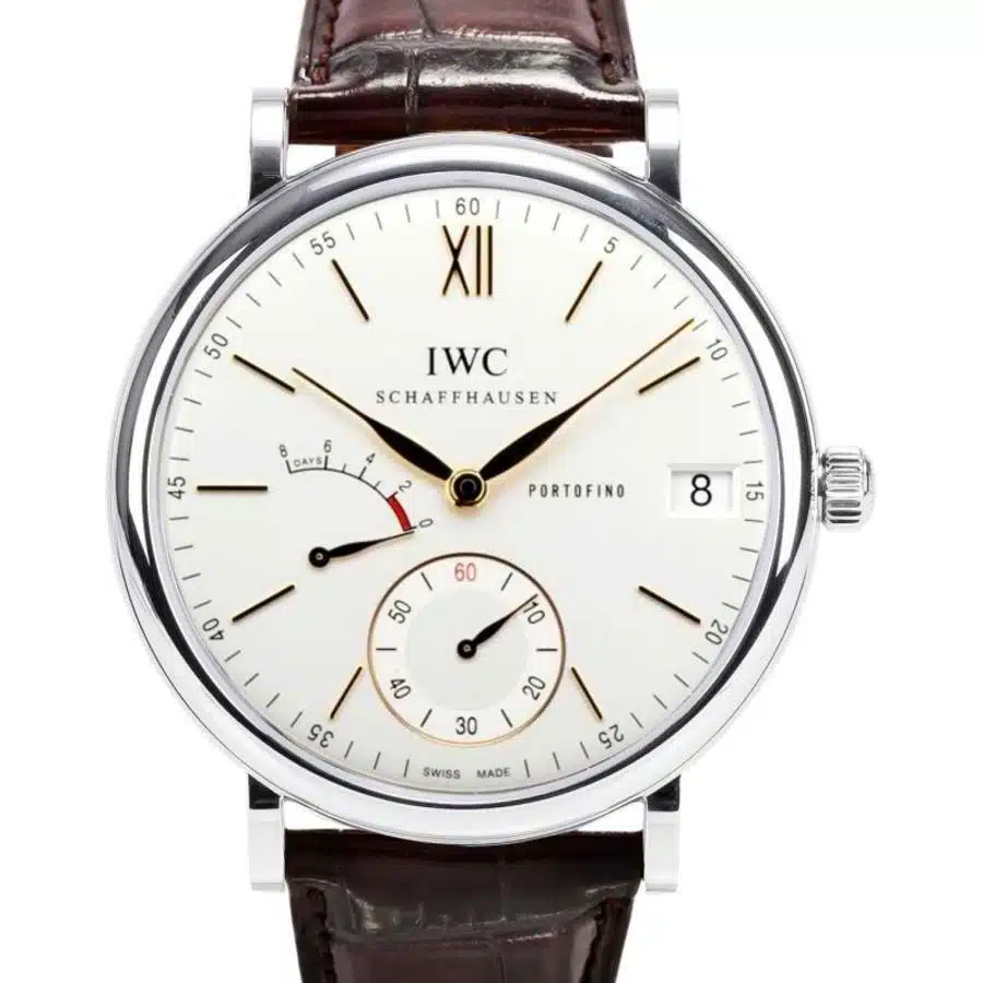 IWC Portofino Hand-Wound Eight Days 45mm Brown Leather Silver Dial IW510103 Watch 2024