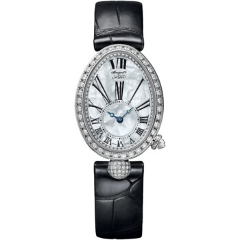 Breguet Reine De Naples 8928BB51944DD0D3L White Gold With Black Leather Watch MOP Roman Dial 2024