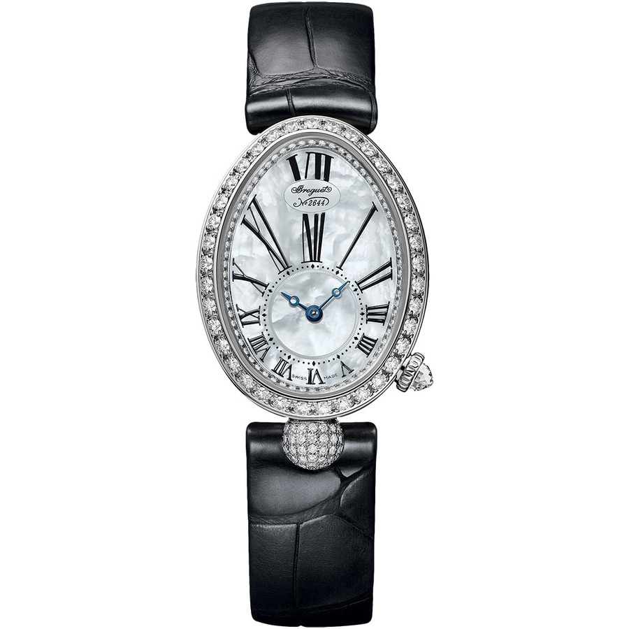 Breguet Reine De Naples 8928BB51944DD0D3L White Gold With Black Leather Watch MOP Roman Dial 2024