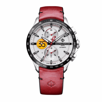 Baume & Mercier Clifton Club Automatic Chronograph 10404 Stainless Steel With Red Leather Watch Silver Dial 2024