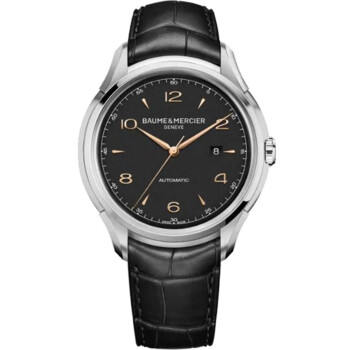 Baume and Mercier Clifton 10366 Stainless Steel With Black Leather Watch Black Dial 2024