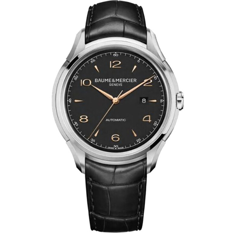 Baume and Mercier Clifton 10366 Stainless Steel With Black Leather Watch Black Dial 2024