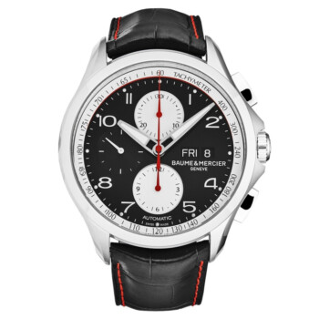 Baume and Mercier Clifton Chrono 10372 Stainless Steel With Black Leather Watch Black Dial 2024