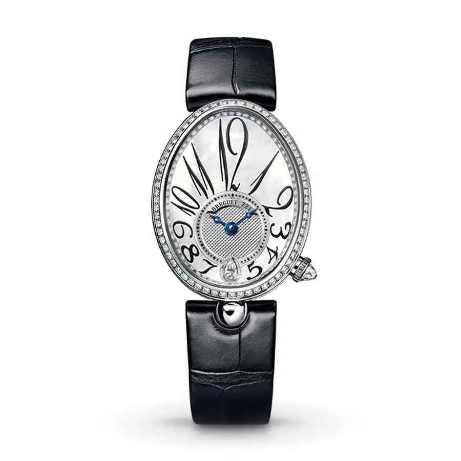 Breguet Reine De Naples 8918BB58964D00D3L White Gold With Black Leather Watch MOP Arabic Dial 2024
