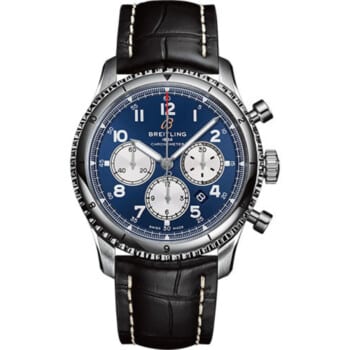 Breitling Aviator 8 B01 Chronograph AB0119131C1P1 Stainless Steel With Black Leather Watch Blue Dial 2024