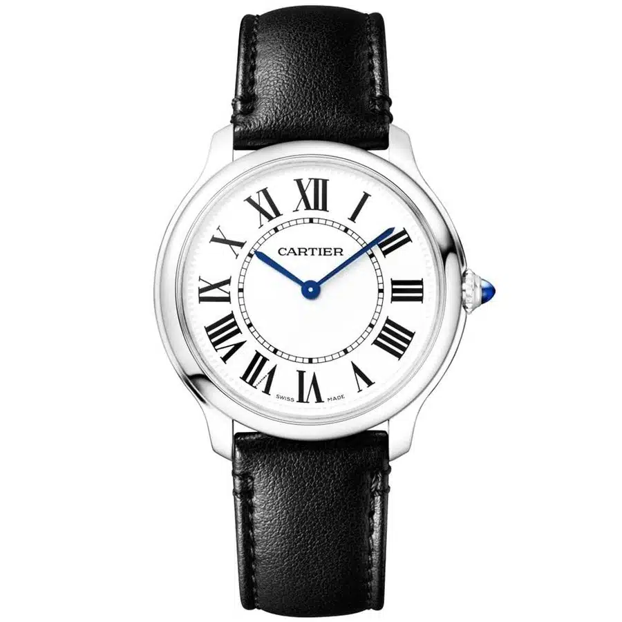 Cartier Ronde Must WSRN0031 Black Leather 36mm Stainless Steel Watch 2024