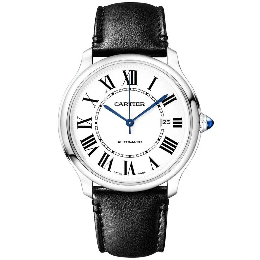 Cartier Ronde Must 40mm Stainless Steel/Silver dial WSRN0032 and Black Leather Watch 2024