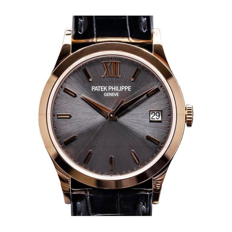 Patek Philippe 5296R-016 Calatrava Limited Edition Rose Gold With Black Leather Grey Dial