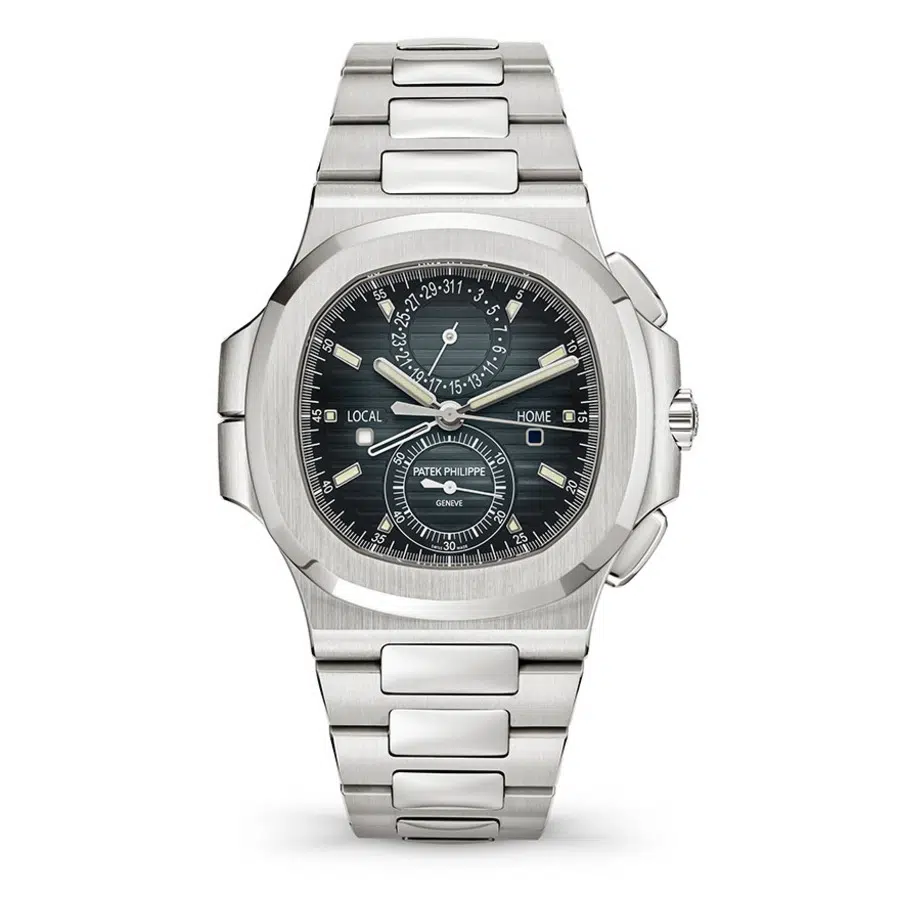 Patek Philippe Nautilus 5990/1A-001 Grey Chronograph Dual Time Dial Stainless Steel Watch 2016