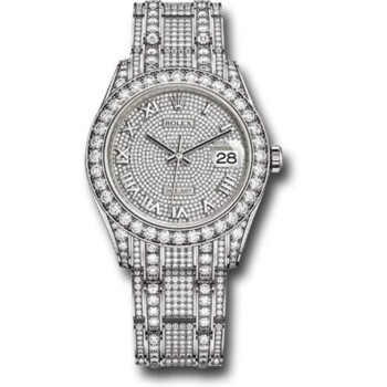Rolex Masterpiece 39mm White Gold Watch Pave Roman Dial 86409