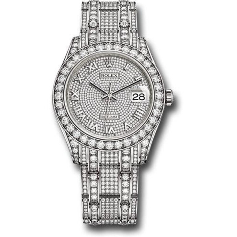 Rolex Masterpiece 39mm White Gold Watch Pave Roman Dial 86409