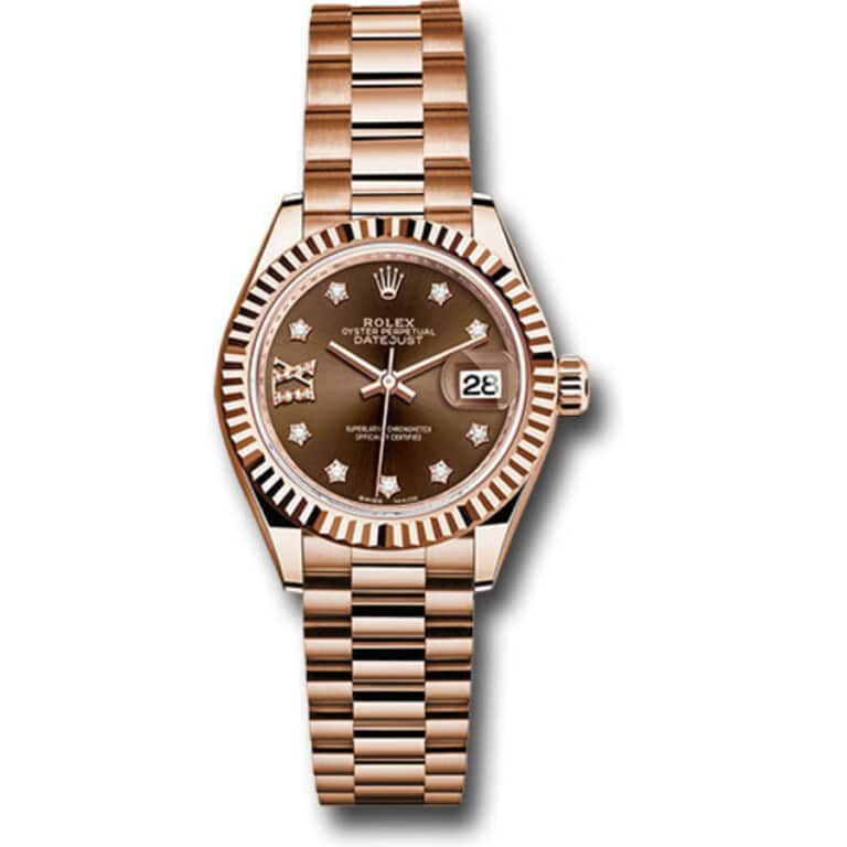 Rolex Lady-Datejust 28mm 279175 Rose Gold Watch Chocolate Star Diamond Dial