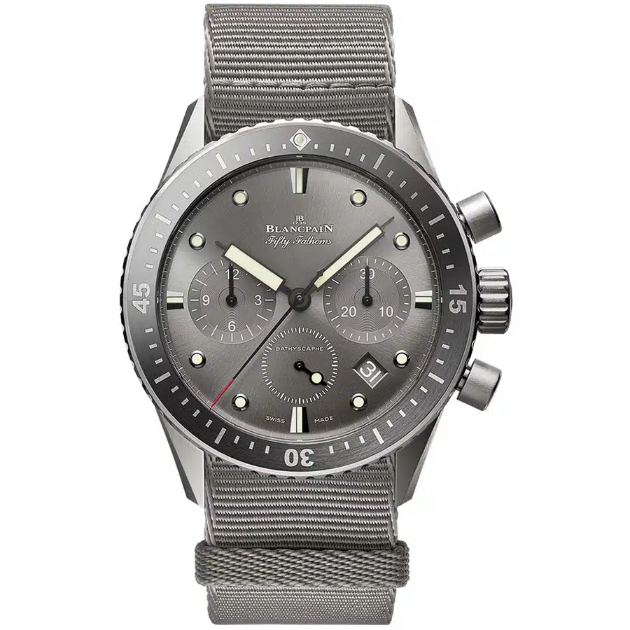 Blancpain Fifty Fathoms Chronogragh Titanium With Grey Fabric Watch Grey Dial 5200-1210-NAGA
