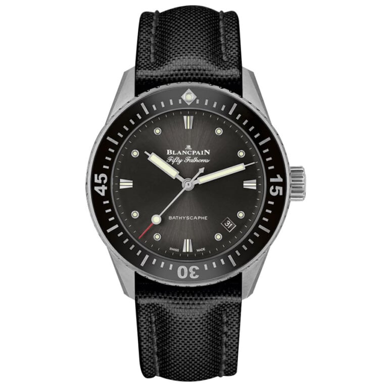 Blancpain Fifty Fathoms 38mm Stainless Steel With Black Fabric Watch Black Dial 5100-1110-B52A