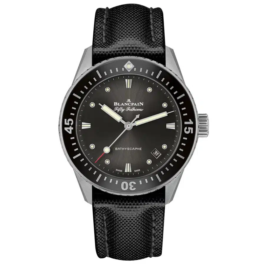 Blancpain Fifty Fathoms 38mm Stainless Steel With Black Fabric Watch Black Dial 5100-1110-B52A