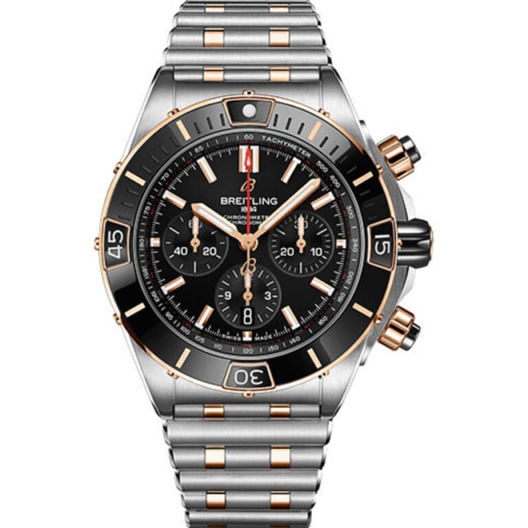 Breitling Chronomat B01 44mm Stainless Steel & Rose Gold Watch Black Dial UB0136251B1U1 2024