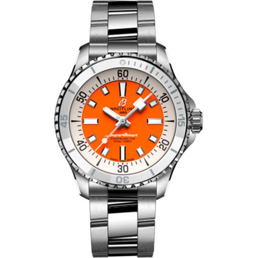 Breitling Superocean Automatic A17377211O1A1 Orange Dial 36mm Stainless Steel Watch 2024
