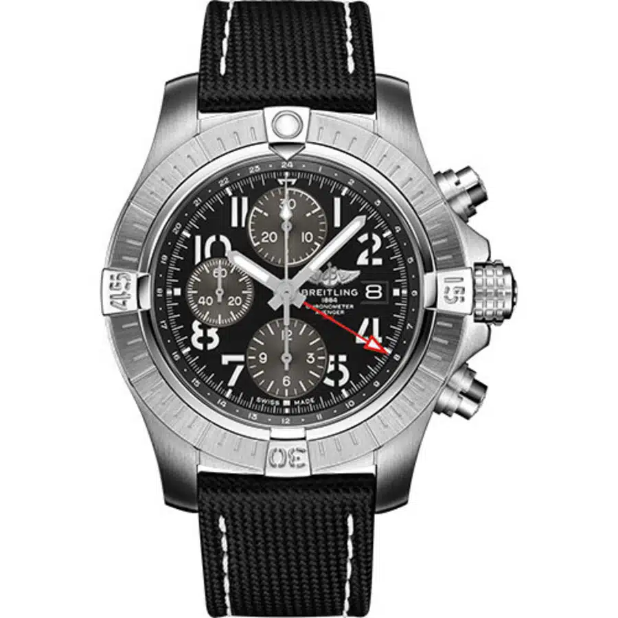 Breitling Avenger Chronogragh GMT A24315101B1X1 Stainless Steel With Black Calfskin Leather Watch Black Dial