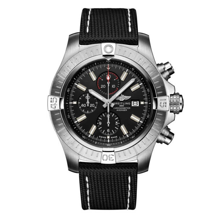 Breitling A13375101B1X1 Super Avenger Chronogragh 48mm Stainless Steel With Black Leather Watch Black Dial 2024