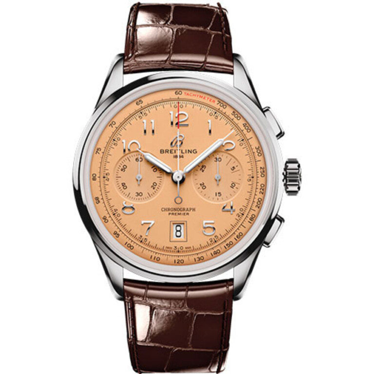 Breitling Premier B01 Chronogragh Stainless Steel With Brown Alligator Leather Watch Copper Dial AB0145331K1p1