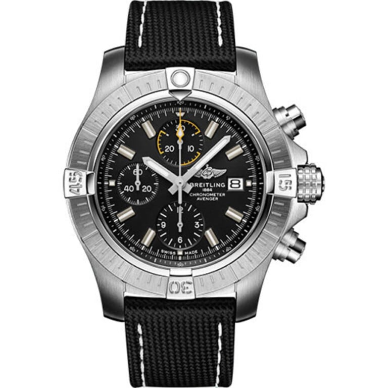 Breitling Avenger Chronogragh 45mm Black Leather Men's Watch Stainless Steel A13317101B1X2 Black Dial 2024