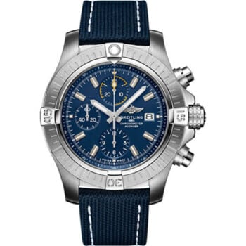 Breitling A13317101C1X2 Avenger Chronograph Steel Blue Leather Watch Blue Dial 2024