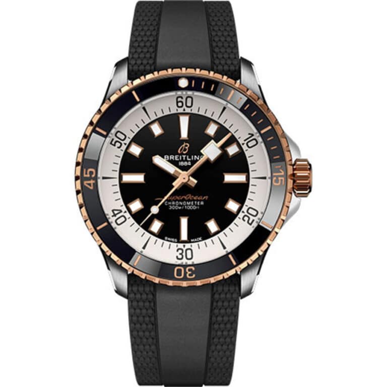 Breitling Superocean 42mm U17375211B1S1 Stainless Steel & Rose Gold With Black Rubber Watch Black Dial