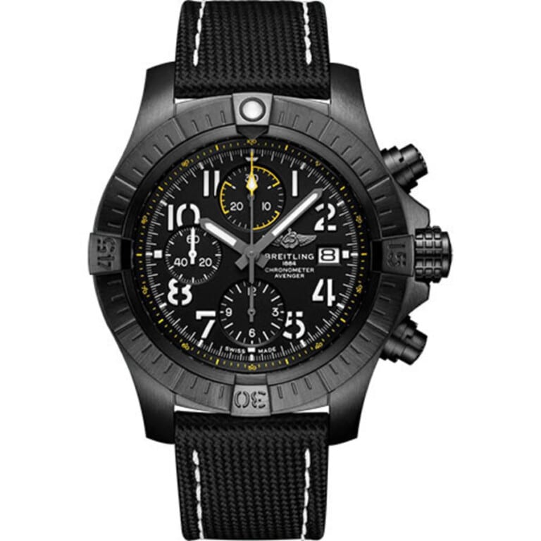 Breitling Avenger Chronogragh 45 Night Mission V13317101B1X2 Titanium With Black Leather Watch Black Dial