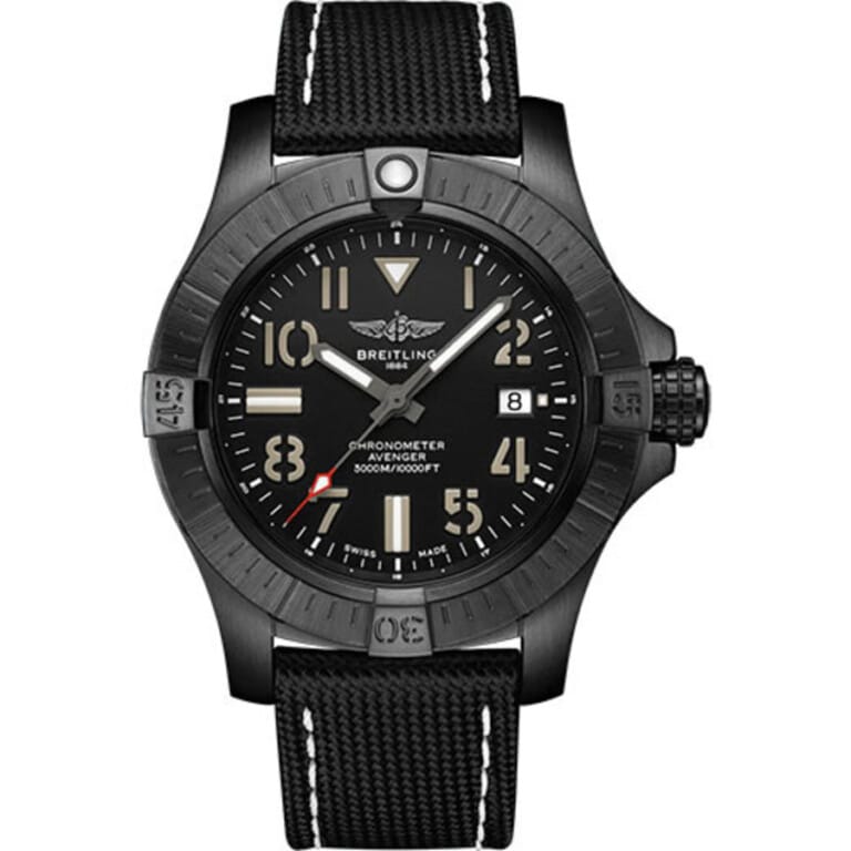 Breitling Avenger Night Mission 45mm V17319101B1X1 Black Titanium With Black Leather Watch Black Dial 2024