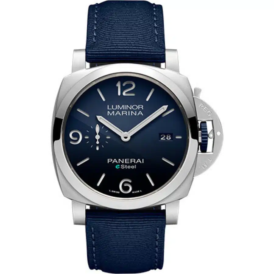 Panerai Luminor Marina 44mm Esteel with Blue Fabric Watch Blue Dial PAM01157