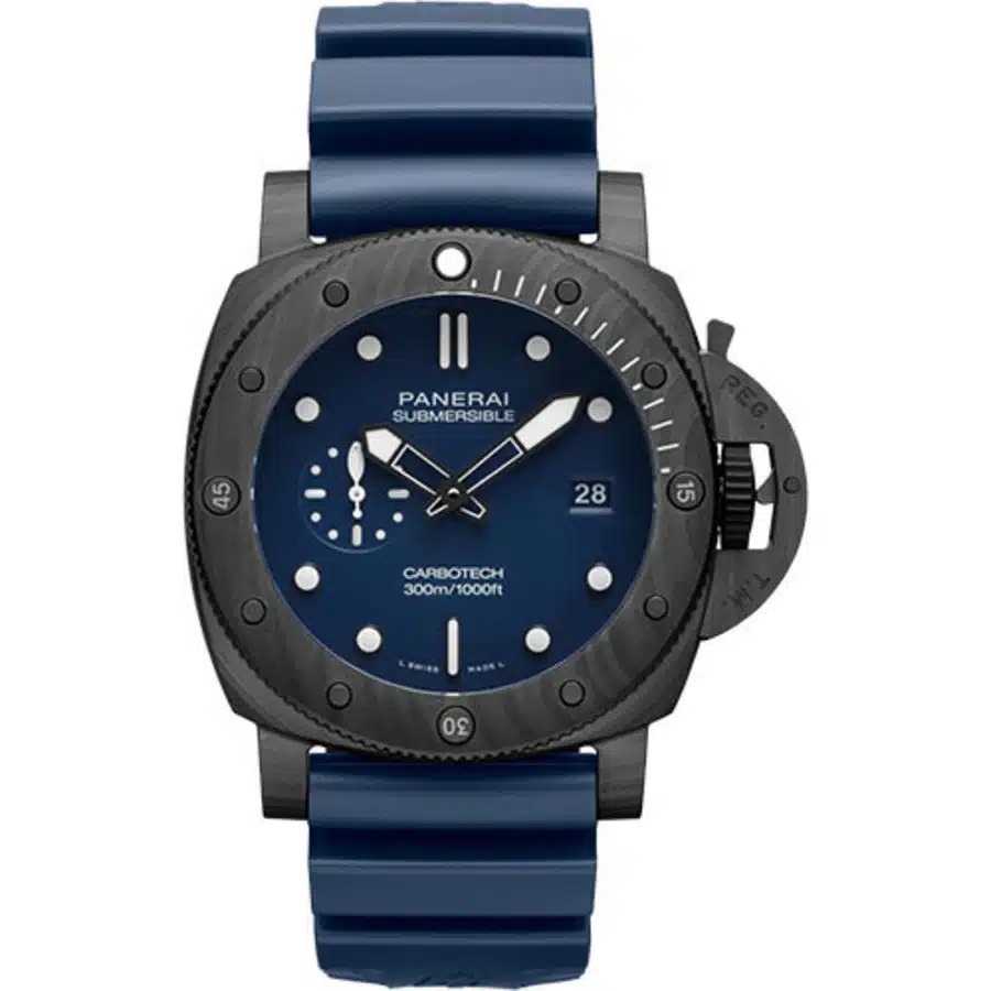 Panerai Luminor Submersible 44mm PAM01232 Black Carbotech with Blue Rubber Watch Blue Dial 2024