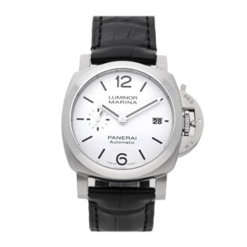 Panerai Luminor Due 40mm Stainless Steel With Black Leather Watch White Dial PAM01271