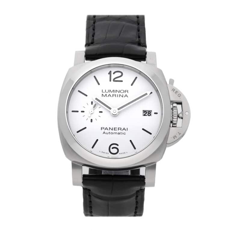 Panerai Luminor Due 40mm Stainless Steel With Black Leather Watch White Dial PAM01271