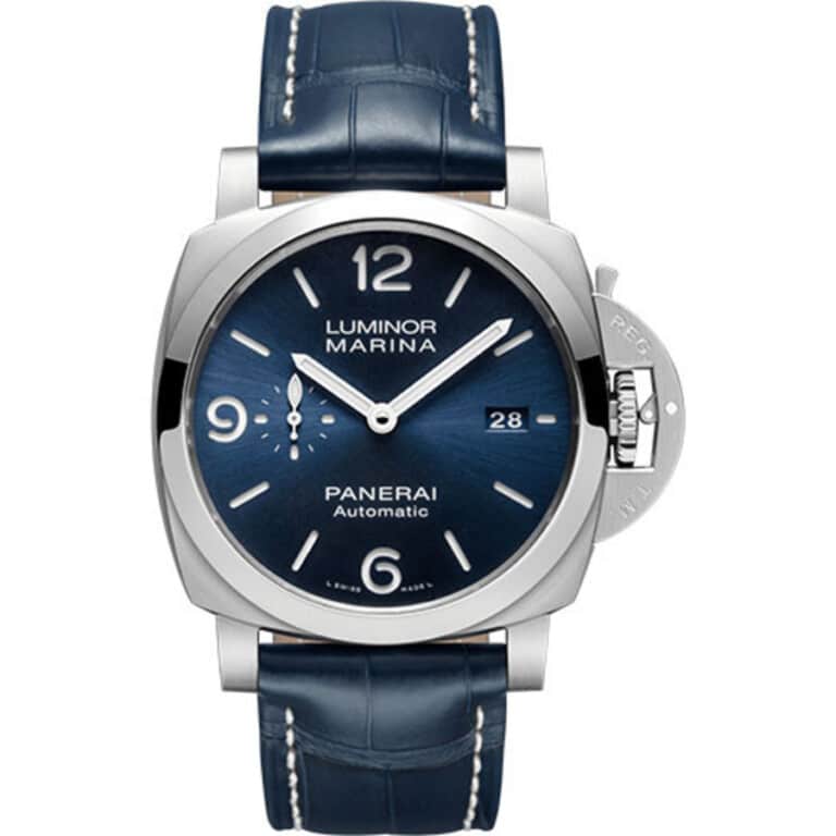 Panerai Luminor Marina PAM01313 44mm Stainless Steel with Blue Leather Watch Blue Dial 2024