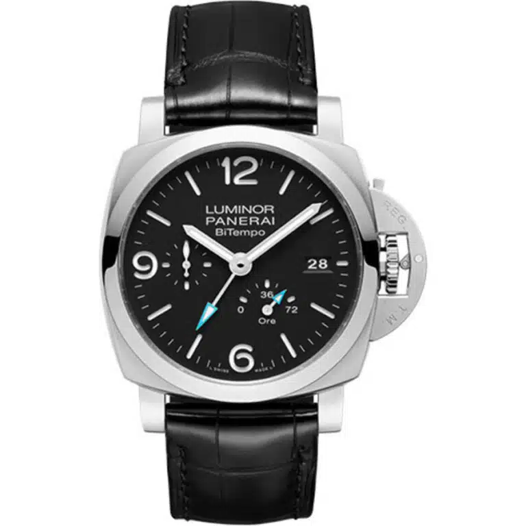 Panerai Luminor 44mm PAM01360 Stainless Steel With Black Leather Watch Black Dial