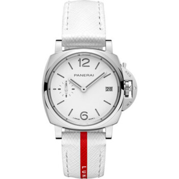 Panerai Luminor Due Luna Rossa 38mm Stainless Steel With White Leather Watch White Dial PAM01306