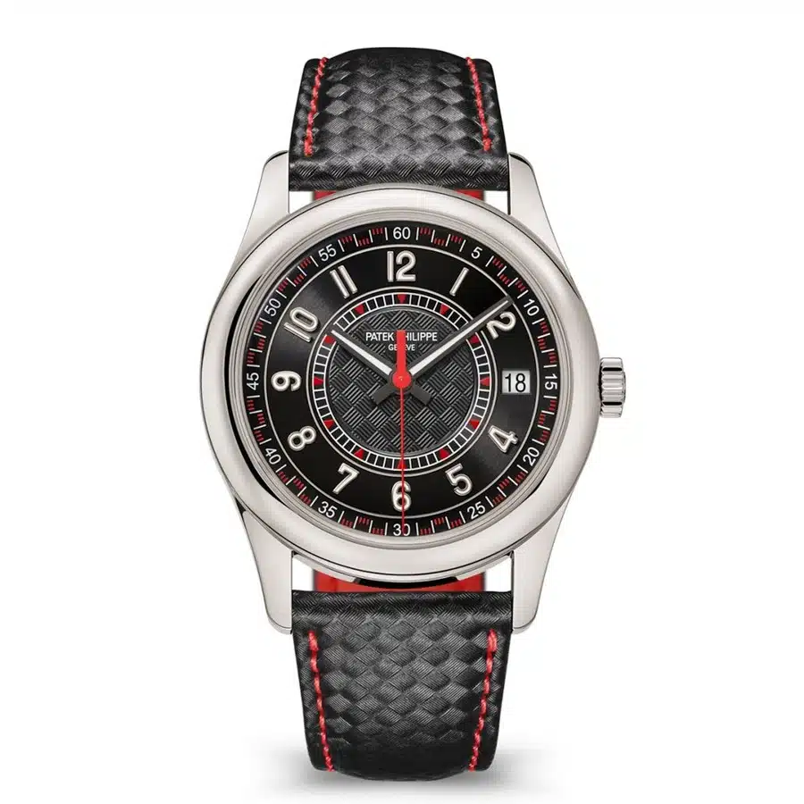 Patek Philippe Calatrava 40mm White Gold With Black Leather Watch Black Dial 6007G-010