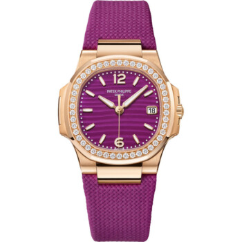 Patek Philippe Nautilus 7010R-013 Rose Gold with Purple Rubber Watch Purple Dial