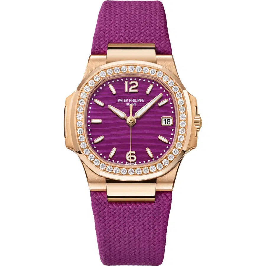 Patek Philippe Nautilus 7010R-013 Rose Gold with Purple Rubber Watch Purple Dial