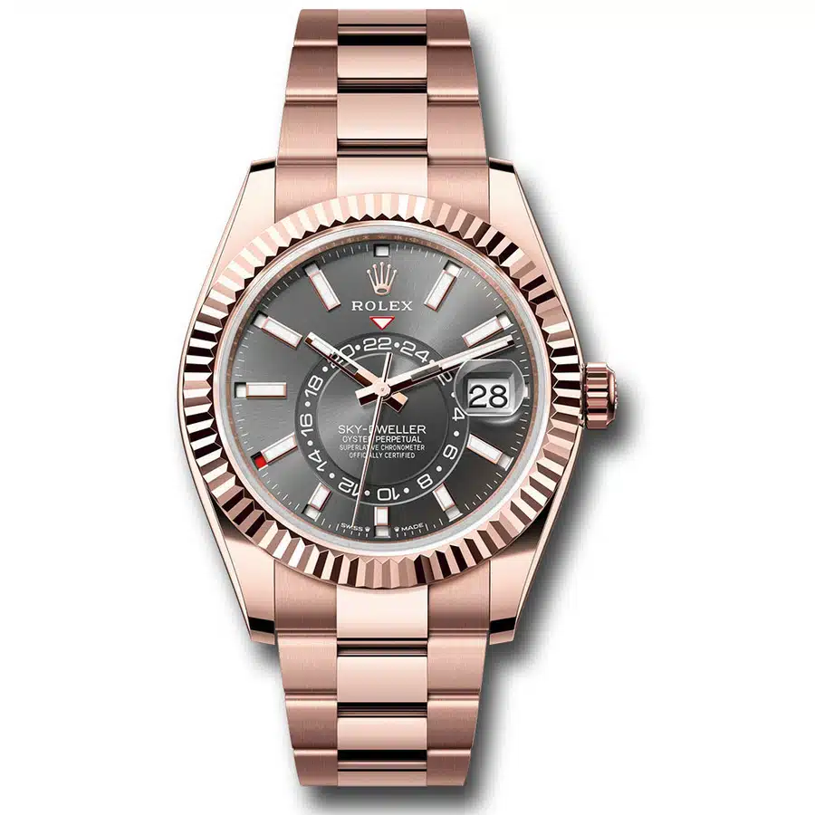 Rolex Sky-Dweller Oyster 336935-0004 42mm Rose Gold Watch Slate Index Dial 2024