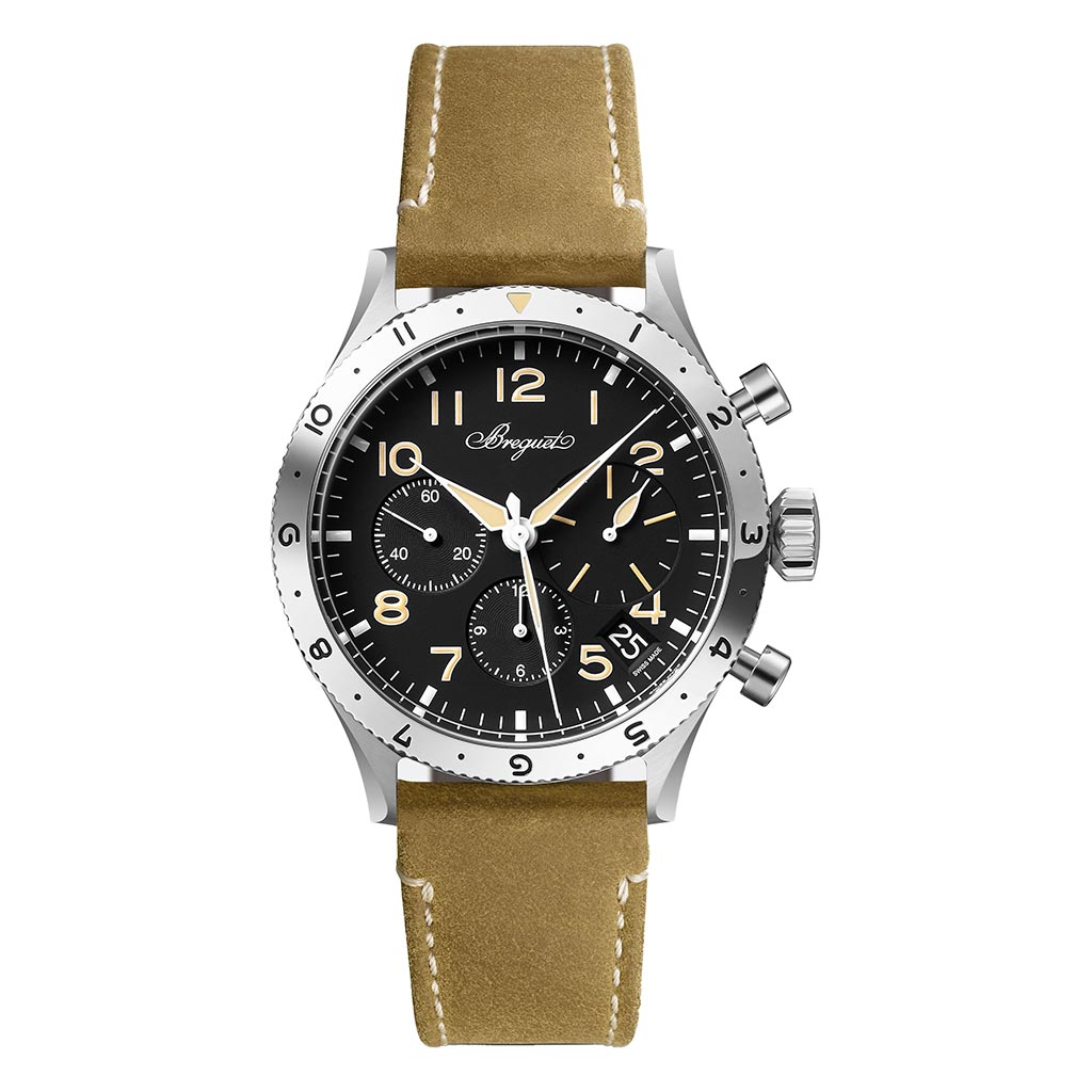 Breguet Type XX Chronogragh 2067ST923WU Black Dial Stainless Steel Brown Leather Watch 2024