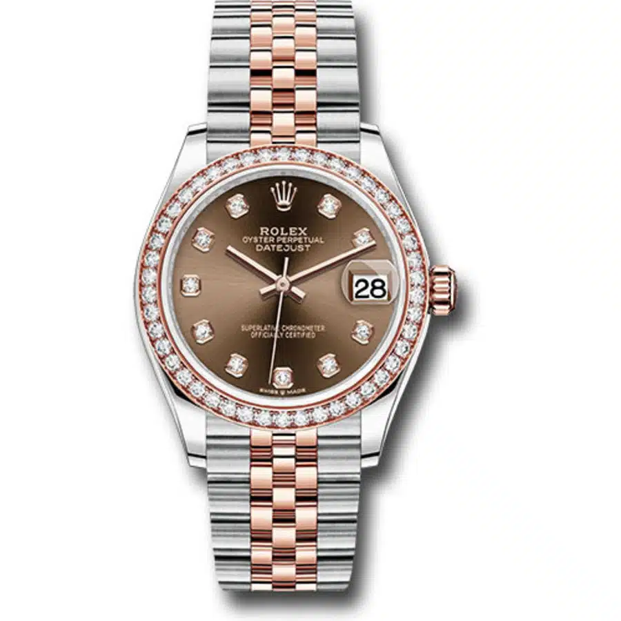 Rolex Datejust 31 Jubilee 278381RBR-0005 Stainless Steel & Rose Gold Watch Chocolate Diamond Dial