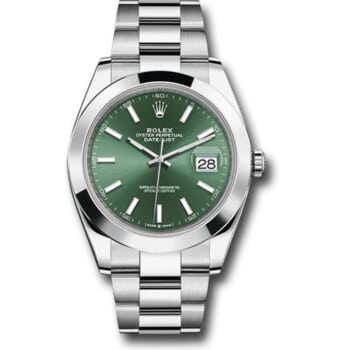 Rolex Datejust 41 Oyster 126300 Stainless Steel Watch Green Index Dial