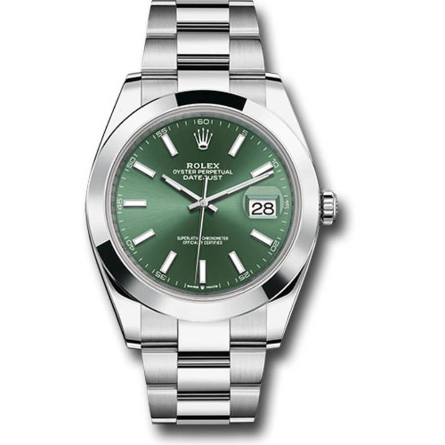 Rolex Datejust 41 Oyster 126300 Stainless Steel Watch Green Index Dial