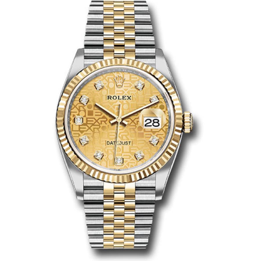 Rolex Datejust 36 Jubilee 126233 Stainless Steel & Yellow Gold Champagne Jubilee Diamond Dial