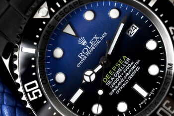 Rolex Sea-Dweller Deepsea 116660 PVD/DLC watch, blue dial detail