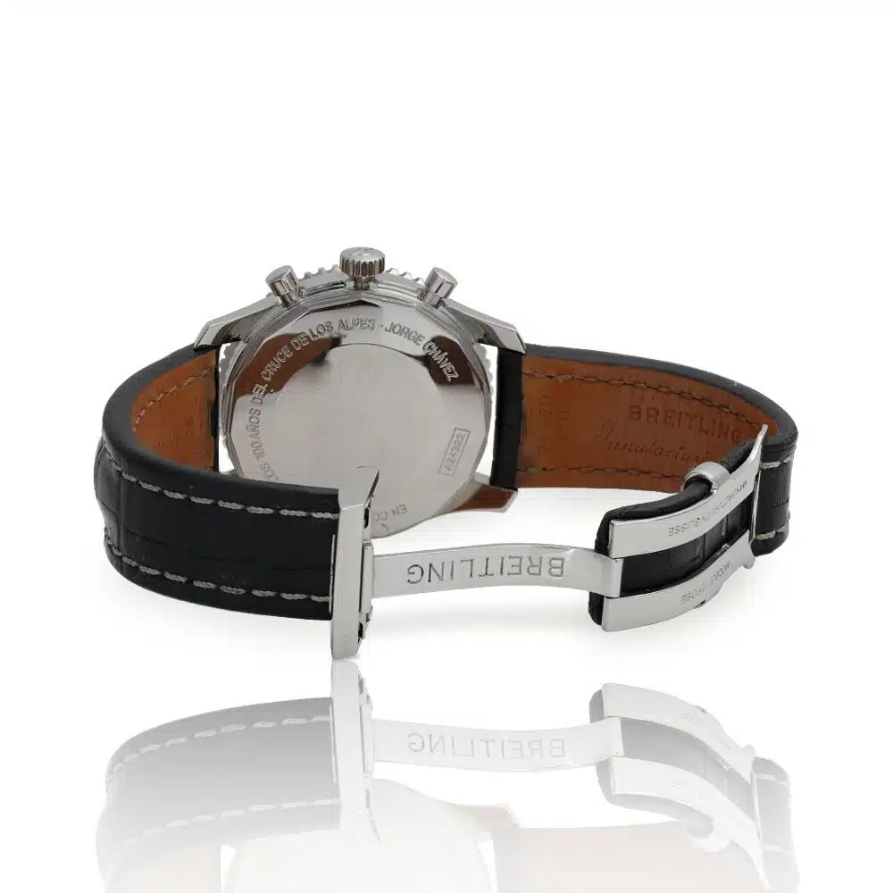 Breitling Navitimer Chronograph Ivory Dial A24322 Stainless Steel Watch Black Leather Strap – image 9